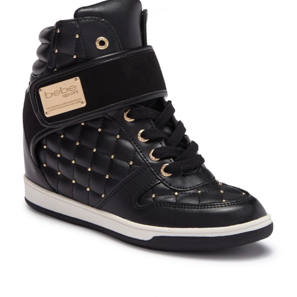 Bebe Studded High Top Wedge Sneaker size 7.5